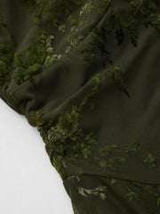 Sweetheart Lace Floral Knotted Mini Dress