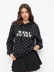 West Coast Hooded Polka Dot Oversized Hoodie
