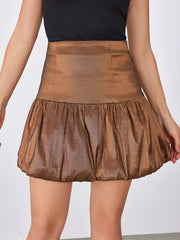 Mid Rise Bubble Hem Mini Skirt