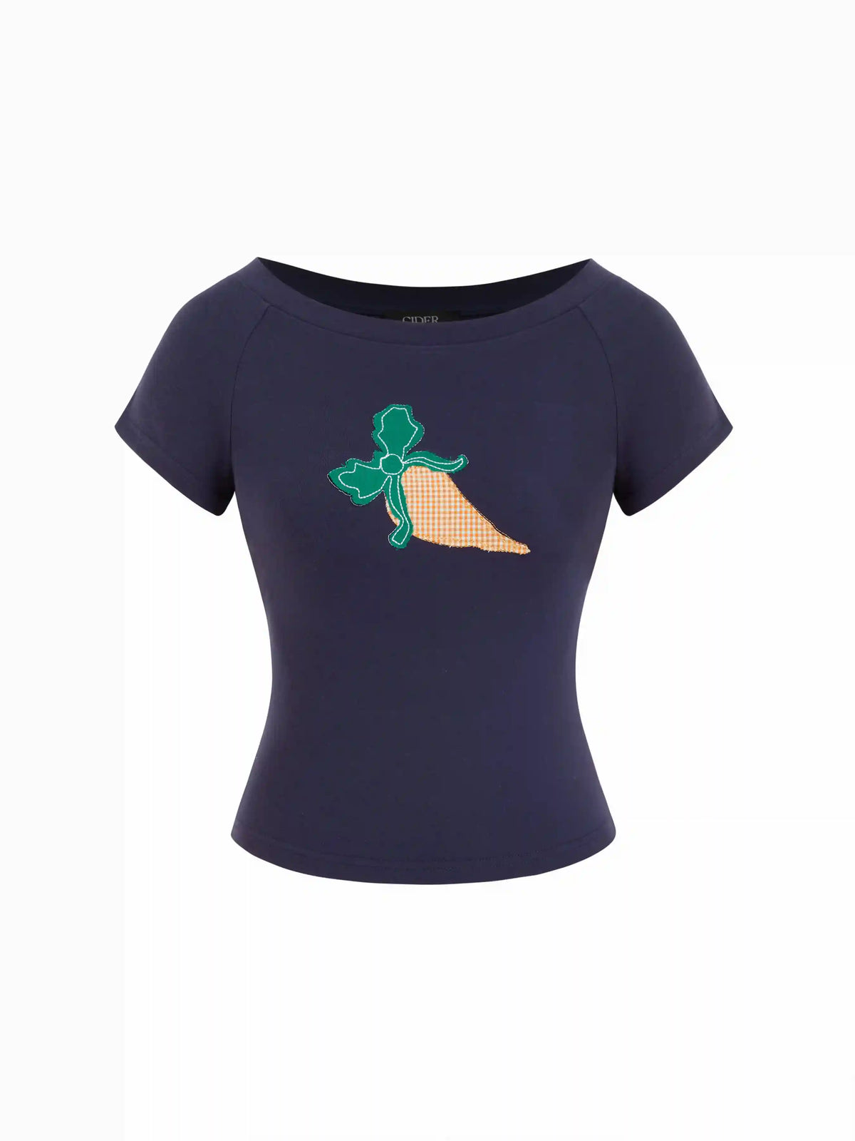 Cotton-blend Fruit Graphic Applique Short Sleeve Tee