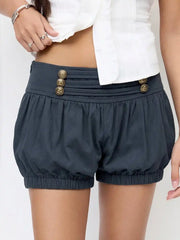 Cotton-blend Mid Rise Metal Detail Bloomer Shorts