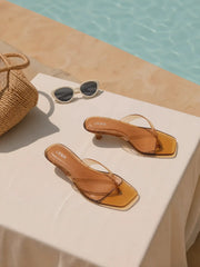 SQUARE TOE FLIP-FLOP  KITTEN HEELED SANDALS