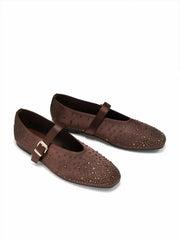 RHINESTONE BUCKLE MARY JANE FLATS