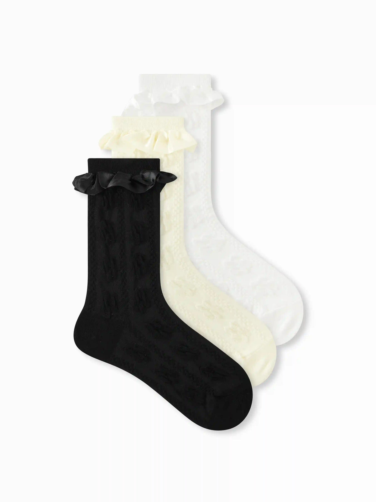 3 PAIRS LACE CREW SOCKS