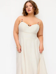 Linen-blend Sweetheart Neck Metallic Decor A-line Maxi Dress Curve & Plus