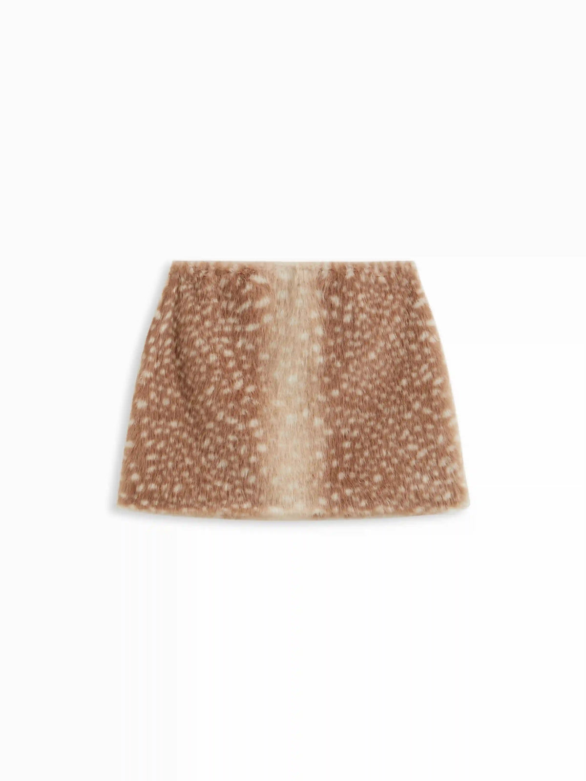 Faux Fur Deer Low Rise Animal Print Half Zip Mini Skirt