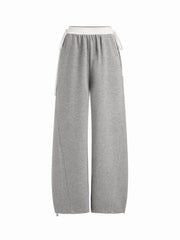 Mid Rise Bowknots Elastic Waist Drawstring Jogger Sweatpants