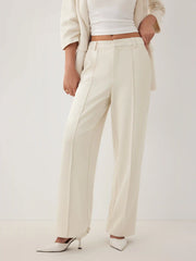 High Rise Pleated Straight Leg Trousers