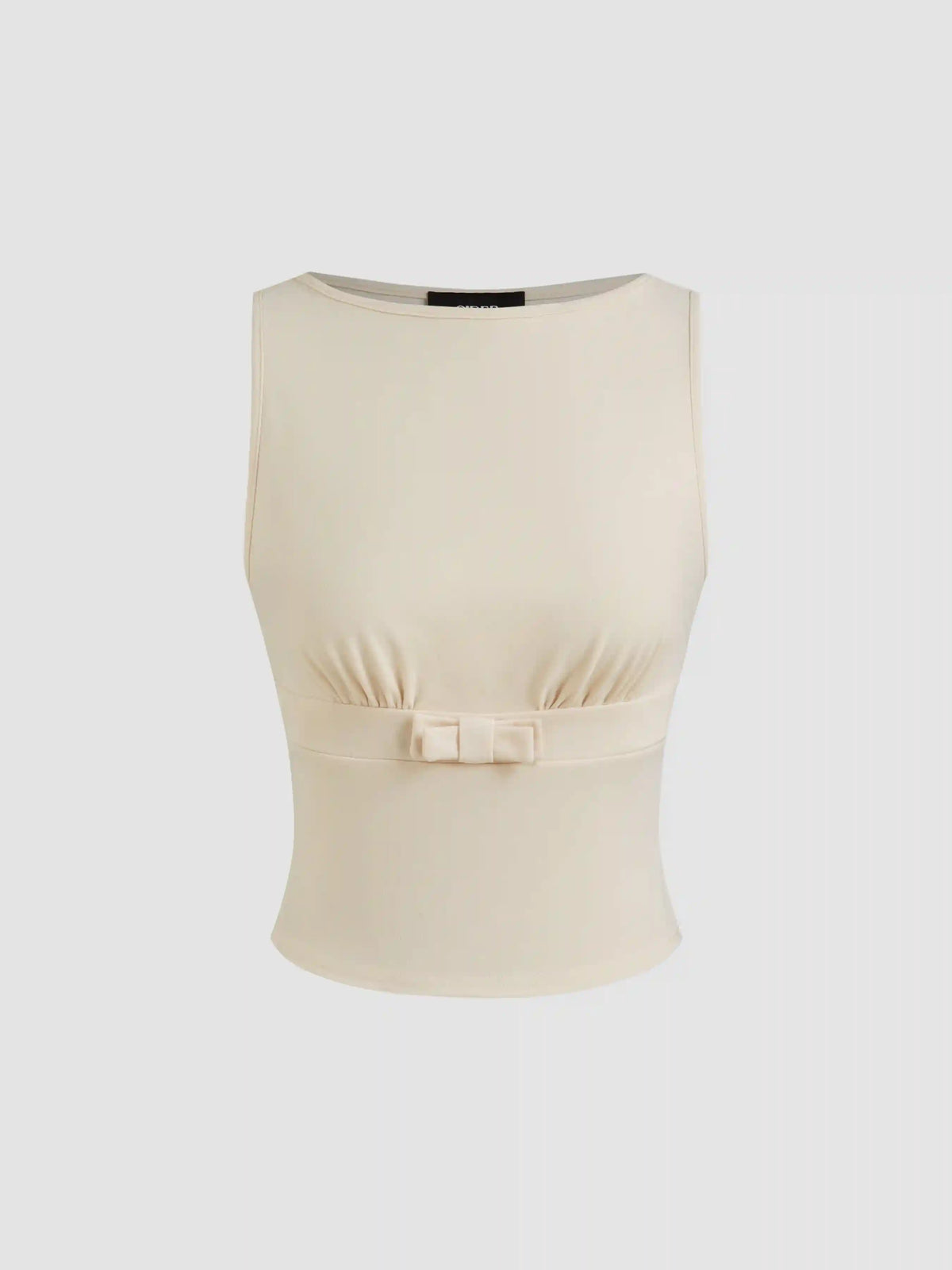 Boat Neck Bowknot Crop Tank Top