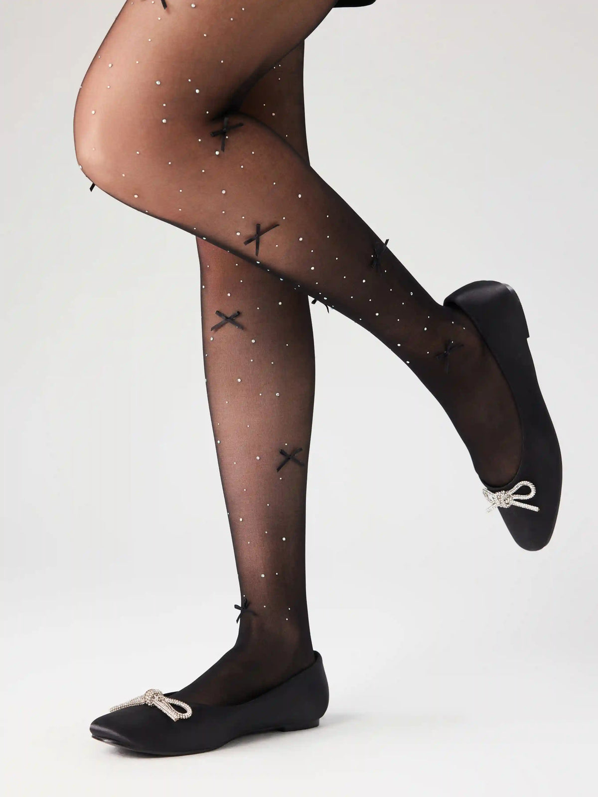 BOWKNOT & RHINESTONE TIGHTS