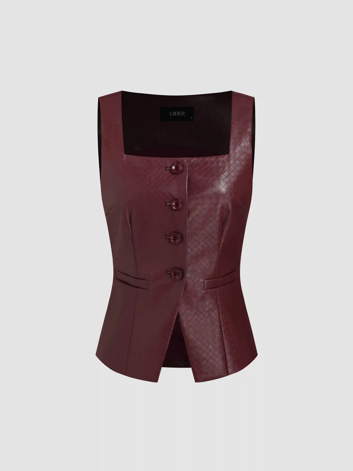 Faux Leather Square Neck Waistcoat