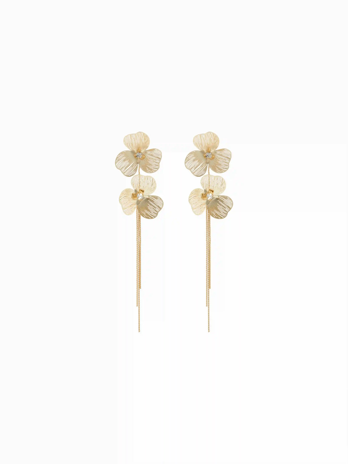 FLOWER & RHINESTONE DROP EARRINGS