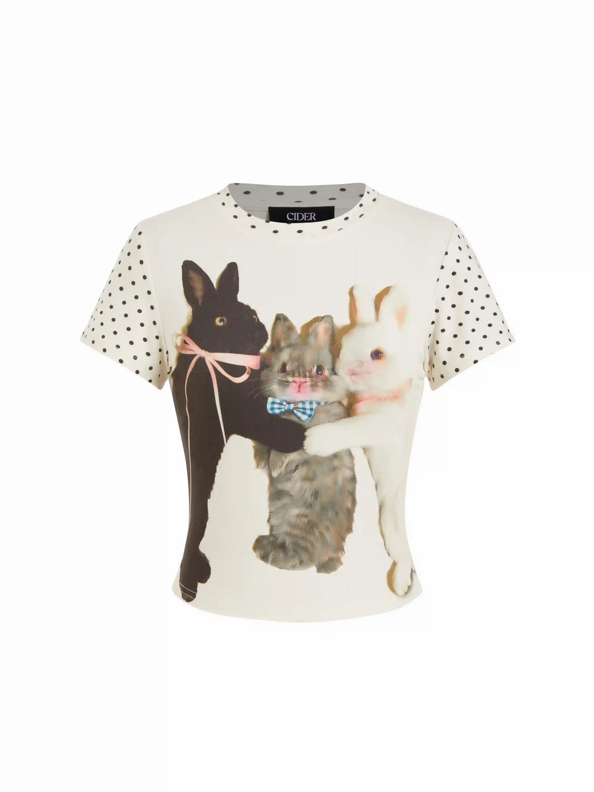 Bunny Graphic Polka Dot Short Sleeve Tee