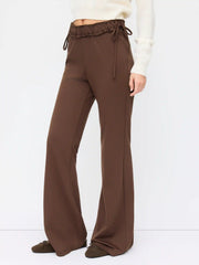 High Rise Drawstring Ruffled Flared Trousers