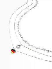 COUNTRY FLAG & HEART LAYERED NECKLACE