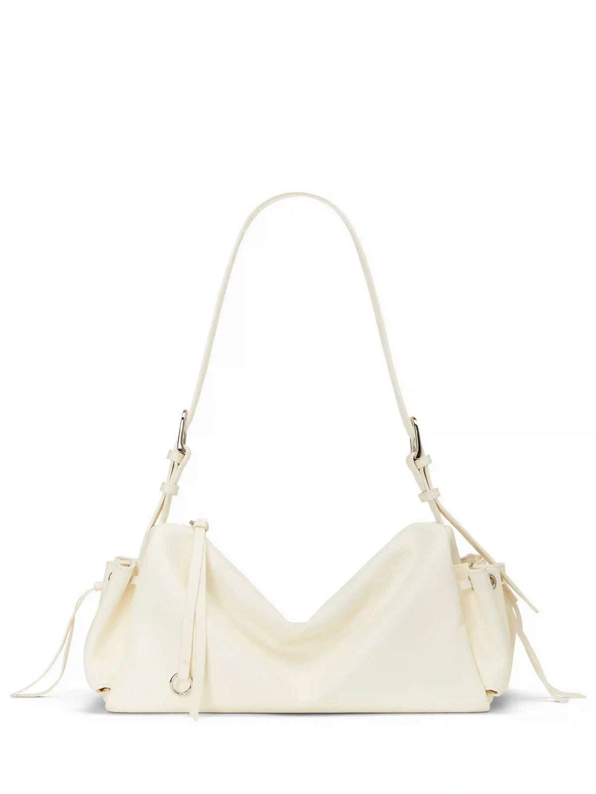 DOUBLE POCKETS FAUX LEATHER  SHOULDER BAG