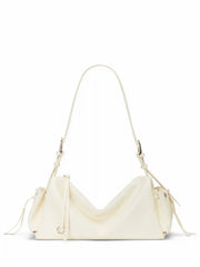 DOUBLE POCKETS FAUX LEATHER  SHOULDER BAG