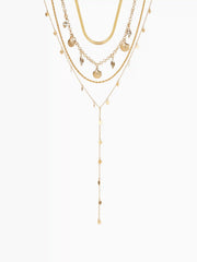 MULTI-LAYERED SHELL & HEART CHAIN NECKLACE SET