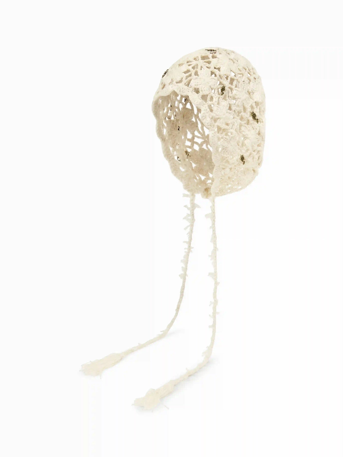 FLOWER KNITTED FRINGED HAT