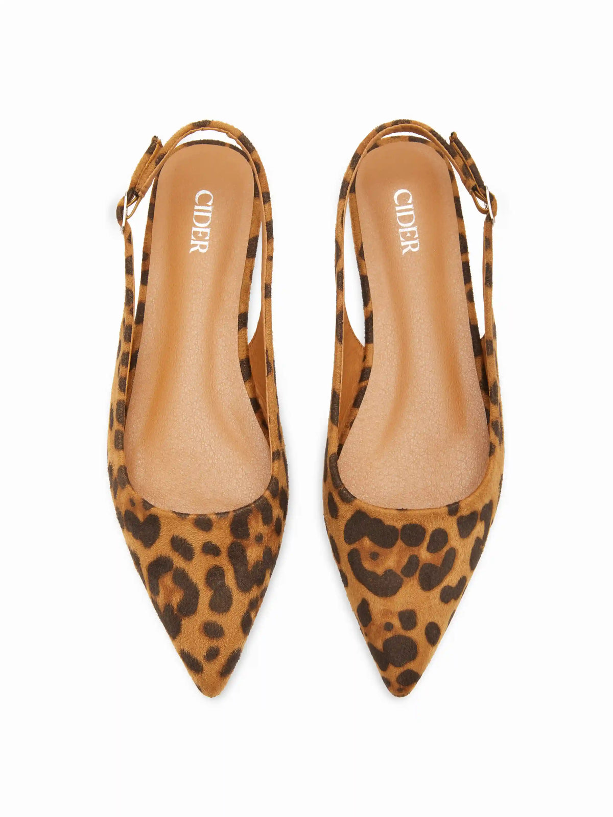 POINTED TOE LEOPARD PRINT SLINGBACK FLATS