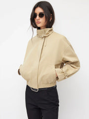 Cotton High Neck Zip Through Windbreaker
