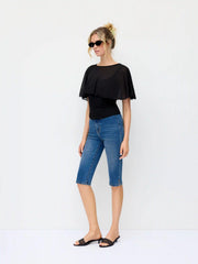 See-Through Ruffle Poncho With Tank Top