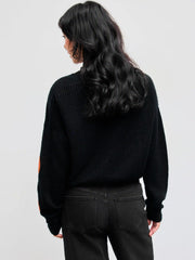 Knitted V-neck Pumpkin Button Cardigan