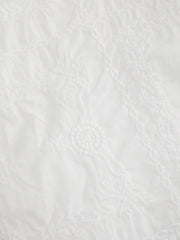 Cotton-blend Textured Embroidery Knotted Oversized Crop Blouse