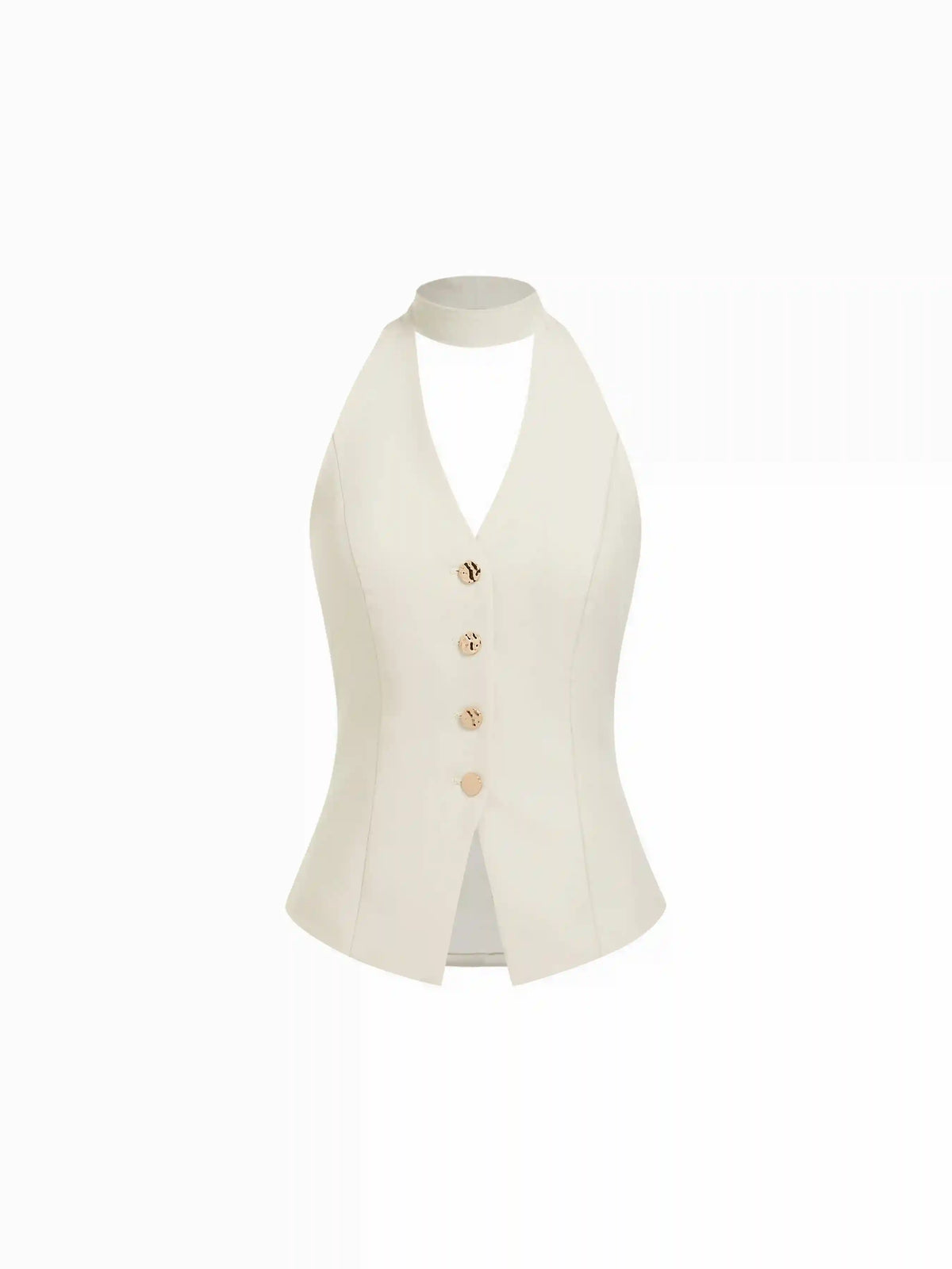 Halter Neck Metal Detail Blazer Vest