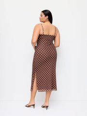 Polka Dot V-neck Slim Split Maxi Dress Curve & Plus