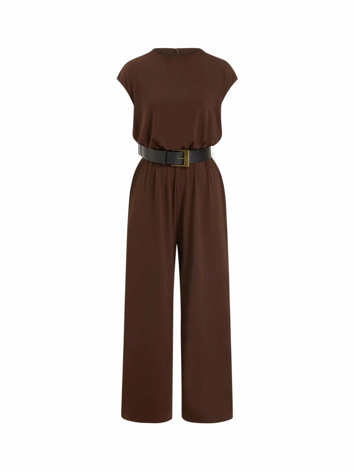 Round Neckline Oversized Jumpsuit with Belt