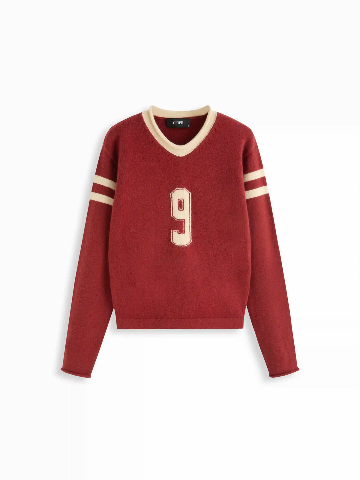 9 Knit V-neck Long Sleeve Contrasting Binding Top