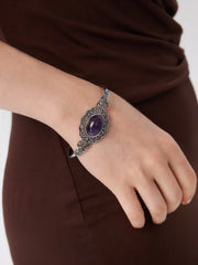 AMETHYST CRYSTAL OPEN BRACELET