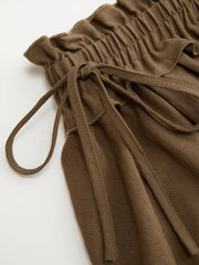 Cotton-blend Mid Rise Bowknot Pleated Shorts Curve & Plus