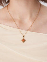 GEMSTONE DECOR SUN PENDANT NECKLACE