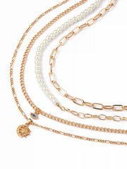 SUN & MOON & EYE PENDANT LAYERED NECKLACE