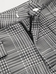 Mid Rise Check Pocket Straight Leg Trousers