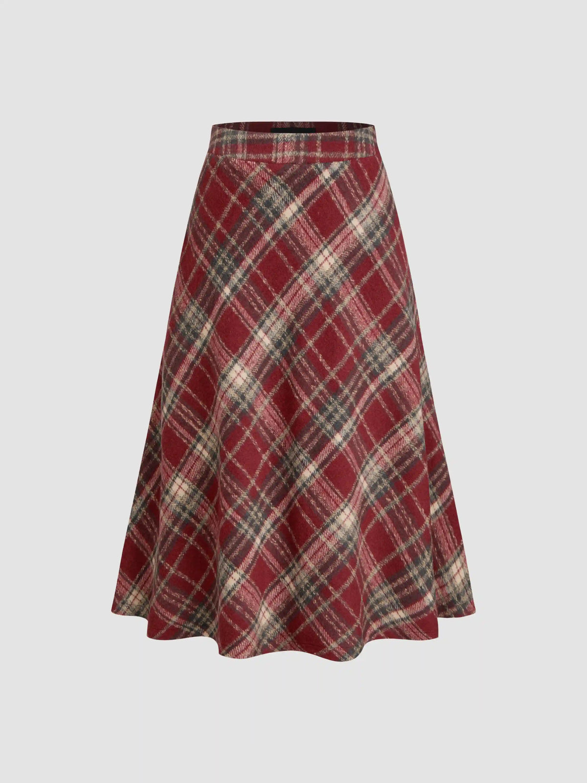 Wool-look Mid Rise Tartan Ruffle Hem Maxi Skirt