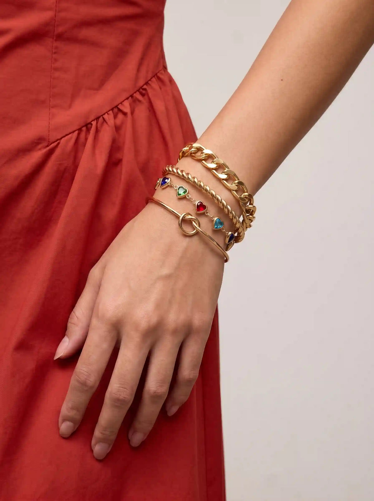 4 PCS HEART & TWIST & KNOT BRACELETS SET
