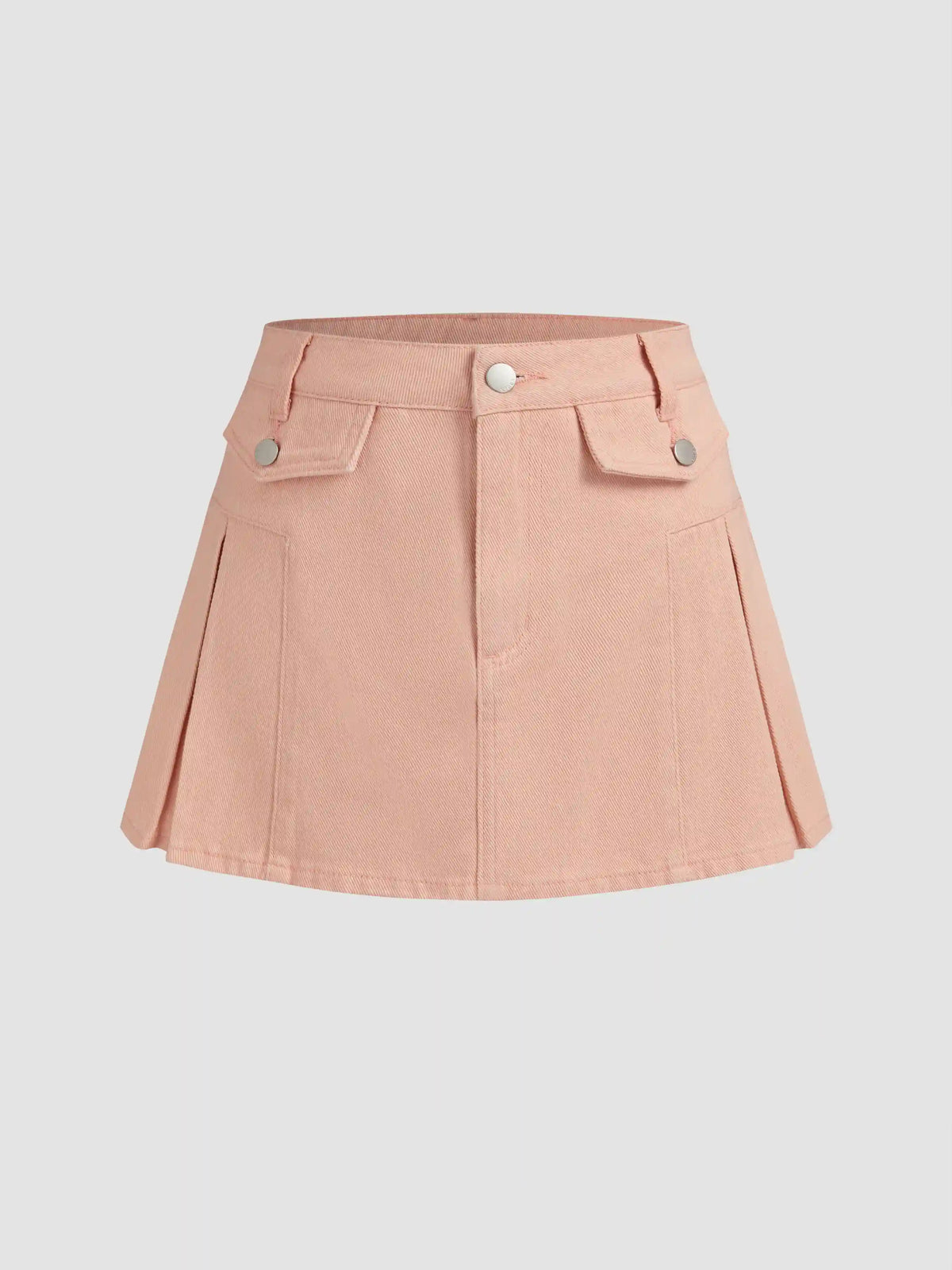 Denim Mid Rise Pleated Mini Skirt