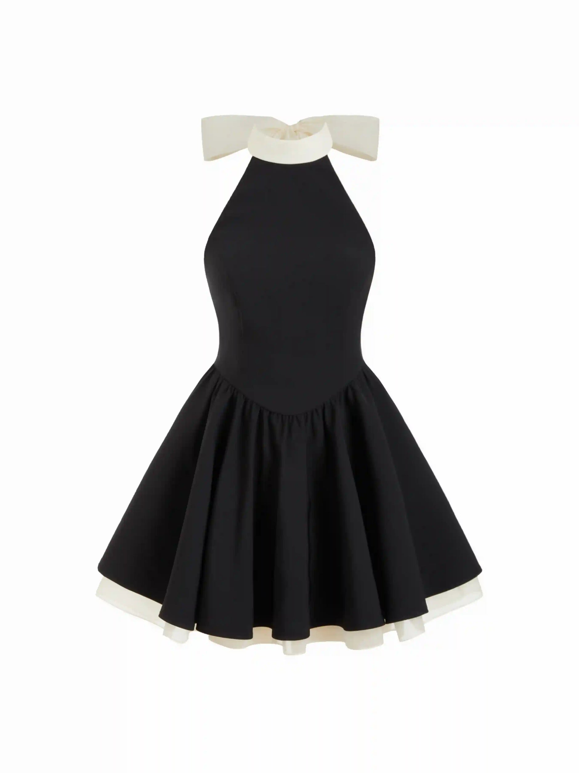 Turtleneck Twist Knotted Flared Mini Dress