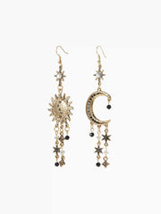 SUN & MOON & STAR & RHINESTONE DECOR EARRINGS