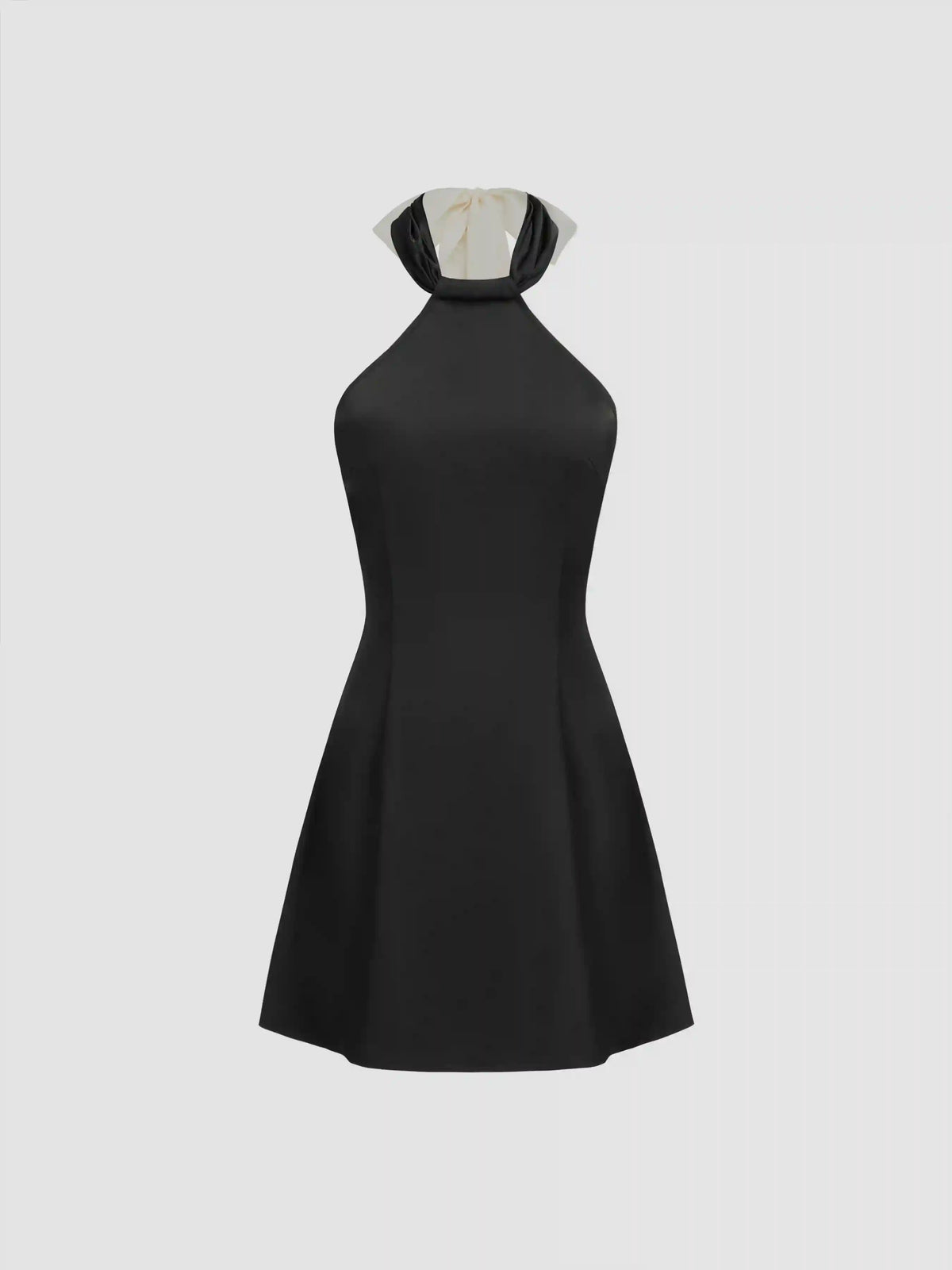 Satin Halter Neckline Bowknot Mini Dress