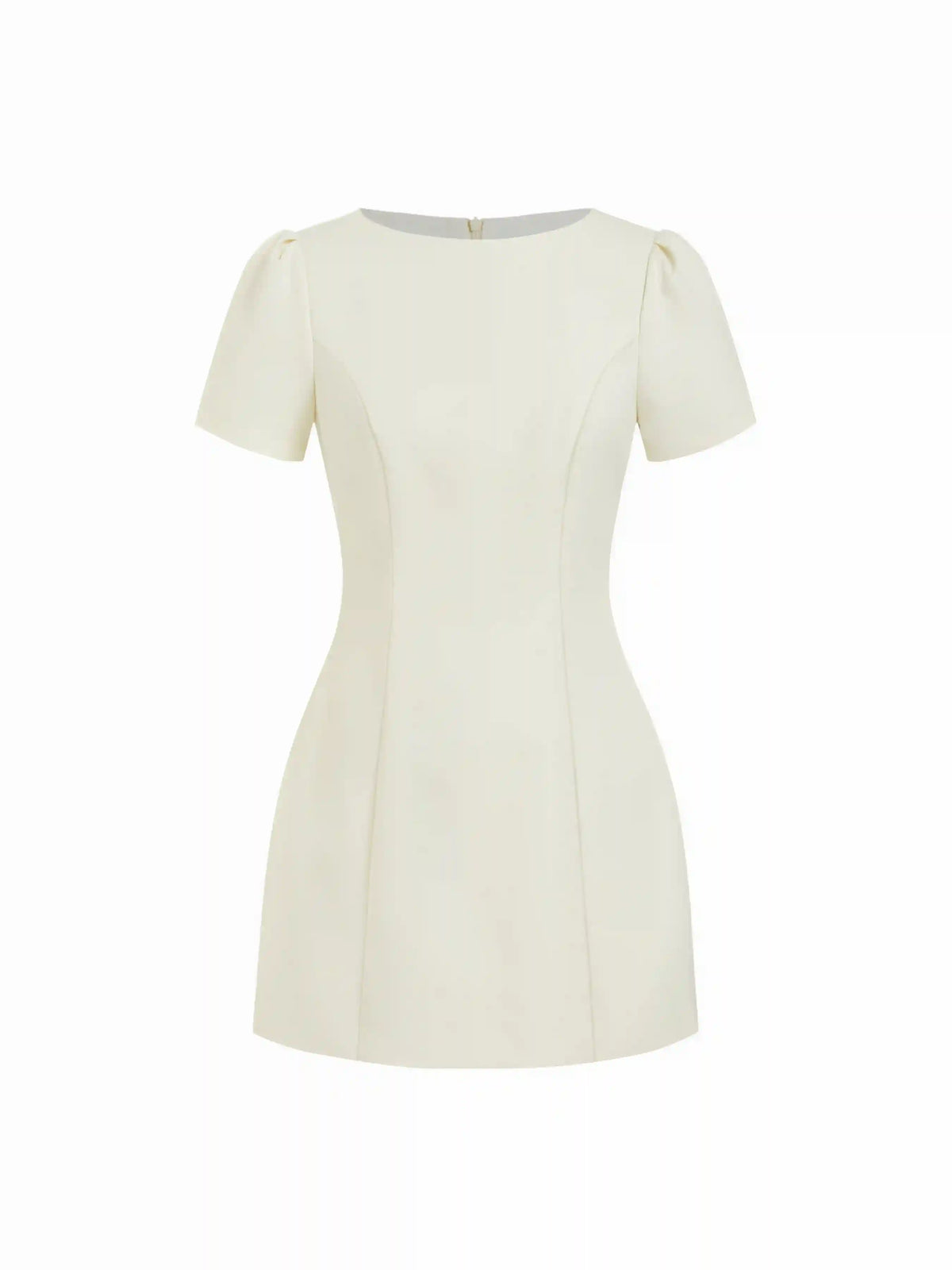 Round Neckline Puff Sleeve Mini Straight Dress