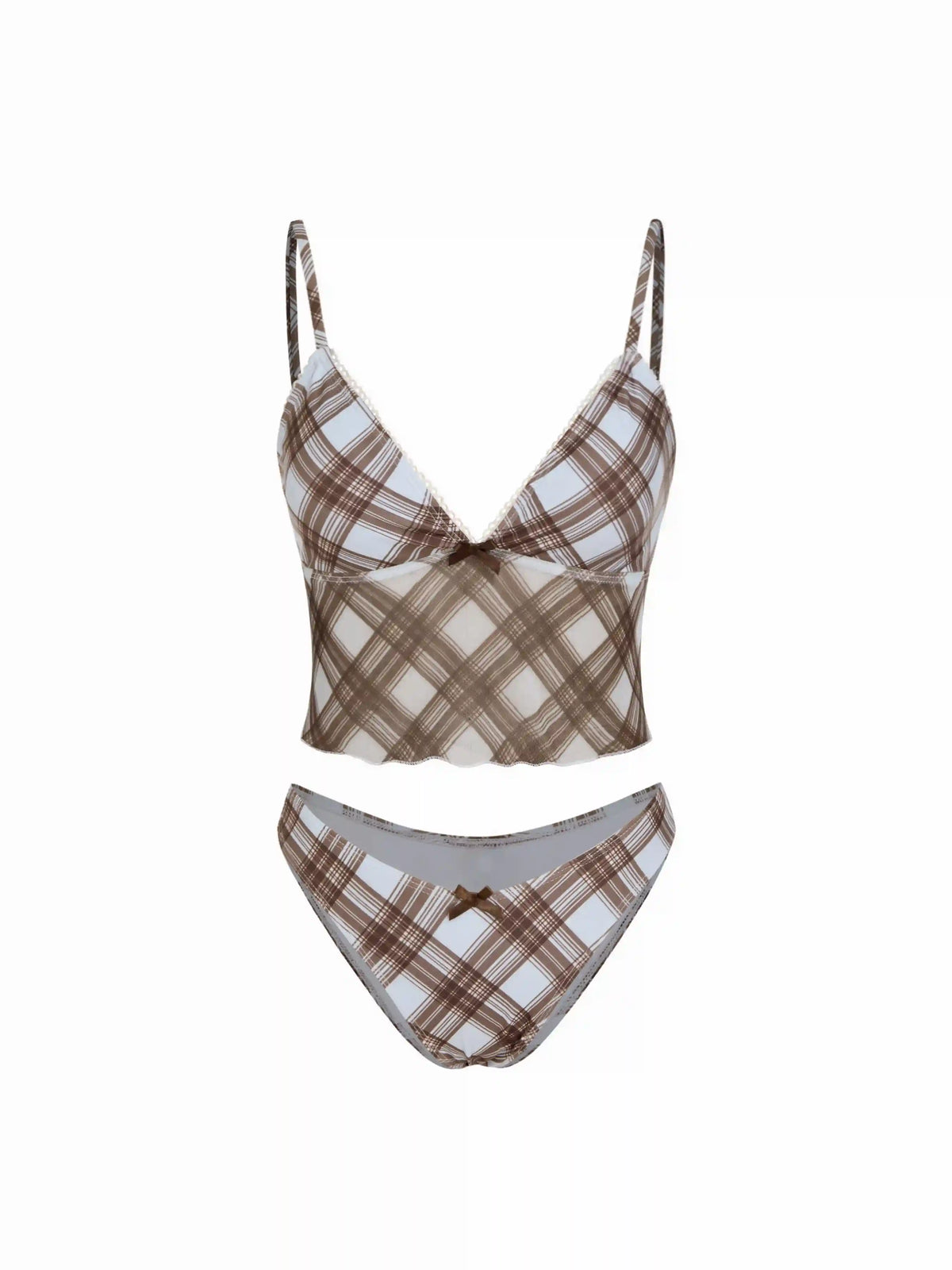 High Stretch Checks Sweetheart Tankini Cheeky Bikini Set