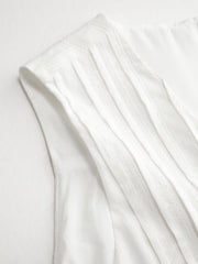 Cotton-blend Textured V-Neck Tie Front Mini Dress
