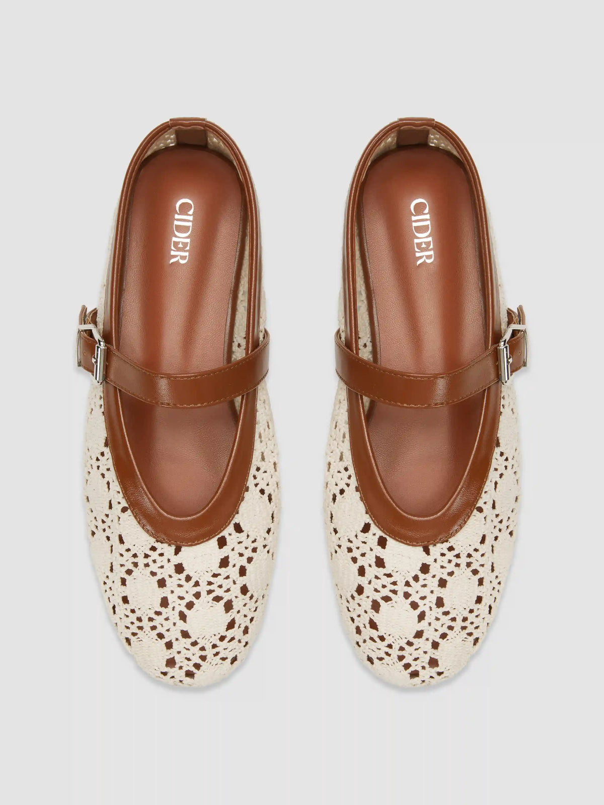 FLORAL WOVEN & FAUX LEATHER ADJUSTABLE STRAP FLATS