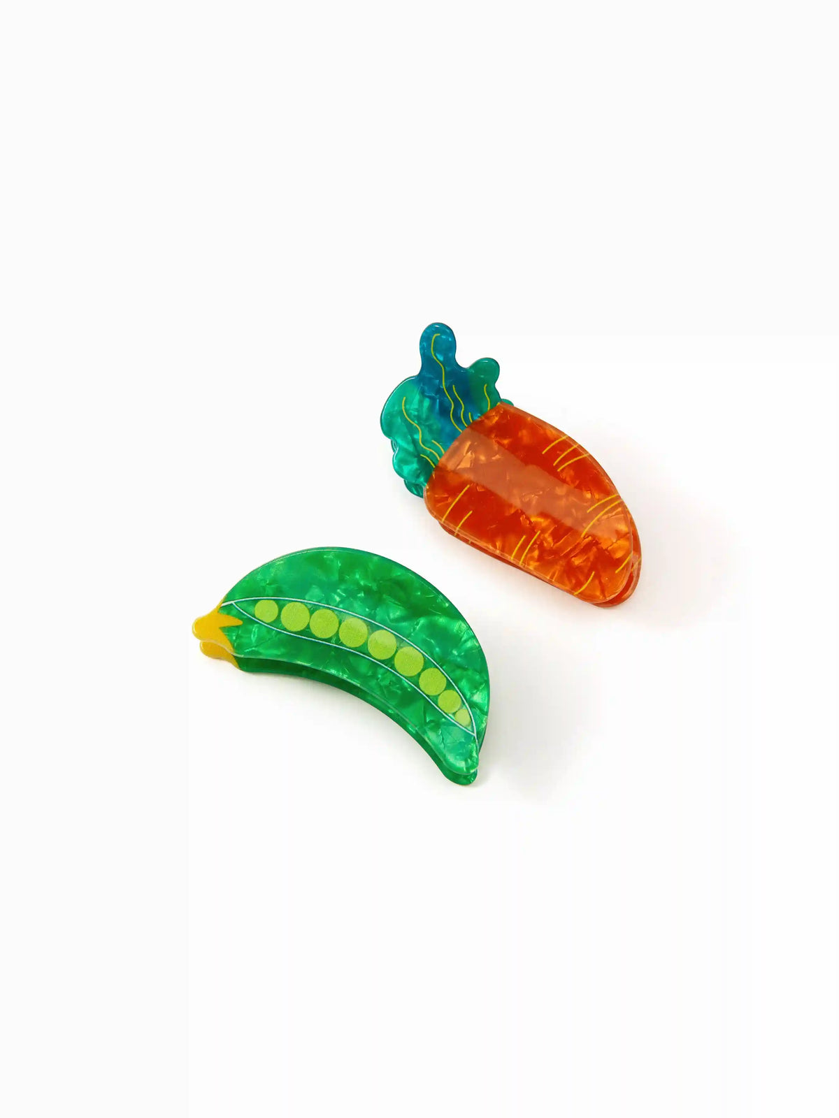 2 PCS PEA POD & CARROT HAIR CLAW SET