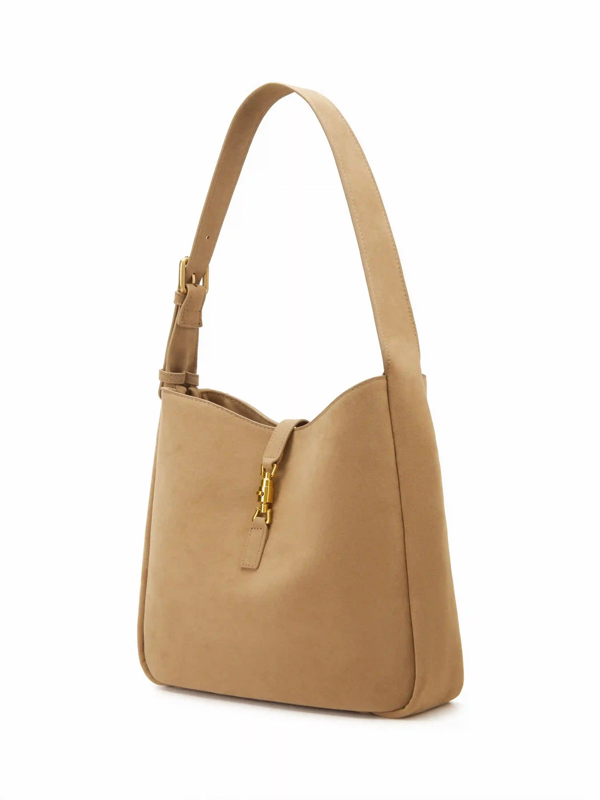LOCKING BUCKLE DECOR FAUX SUEDE TOTE BAG