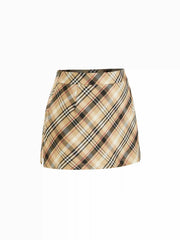 High Rise Tartan Zip Through Pocket Mini Skirt
